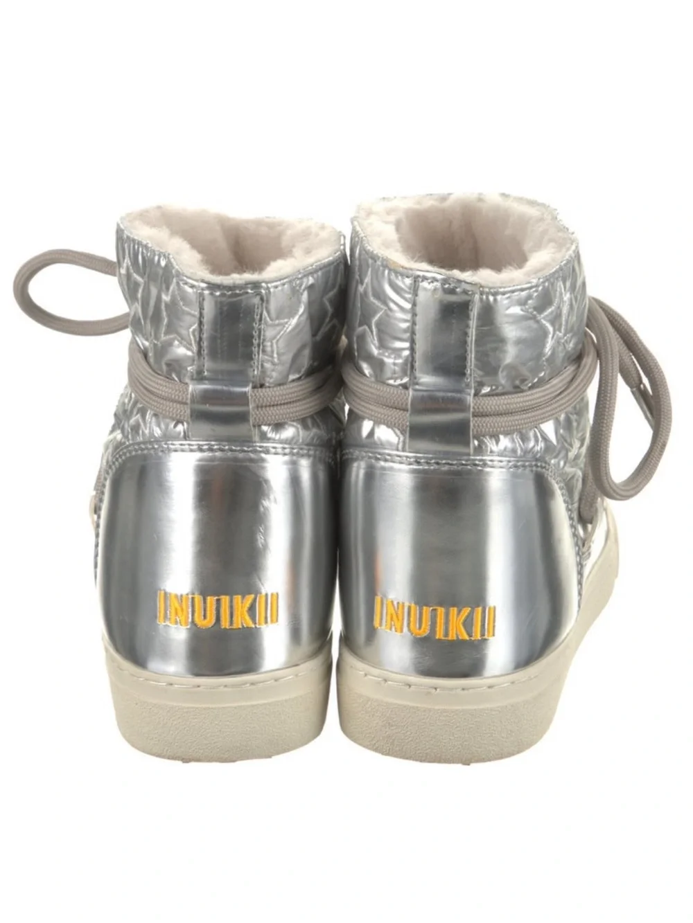 Inuikii Metallic Silver Star Lace-Up Kids Boots